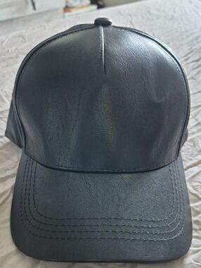 Olive & Pique Black Faux Leather Cap